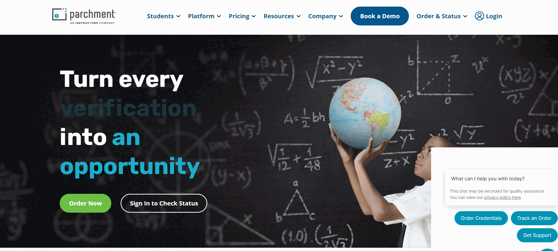 Parchment Create Account Image Image illustrating the location of the Create Account button in the upper right of the Parchment website.